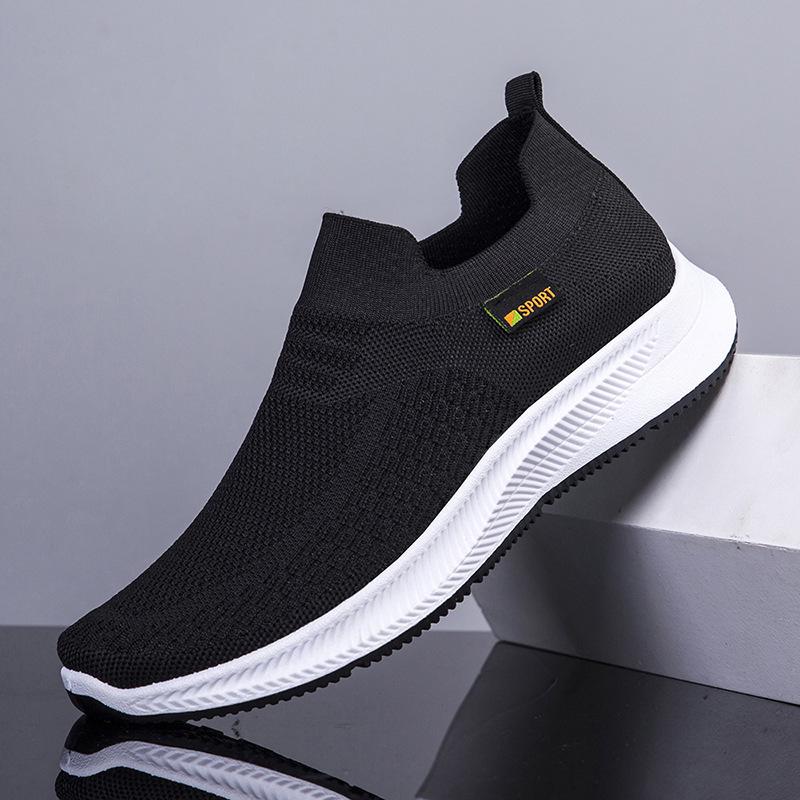 Tênis Masculino de Lona Slip-On Respirável - Tênis Casuais Confortáveis de Malha de Seda de Gelo para Primavera e Outono