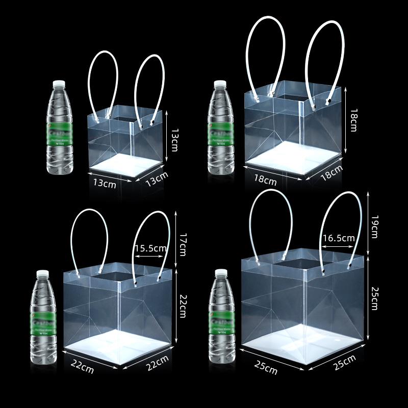 "Women's Day Transparent Floral PVC Gift Box - Square Plastic Handbag"