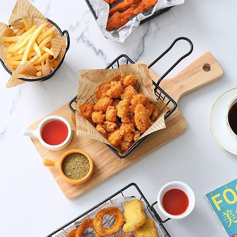 1 Stück Neu mit Griff Frittierkorb Haus-Grill Küchenwerkzeug Netz Gitter Frittierblech Eisen Französische Pommes Halter