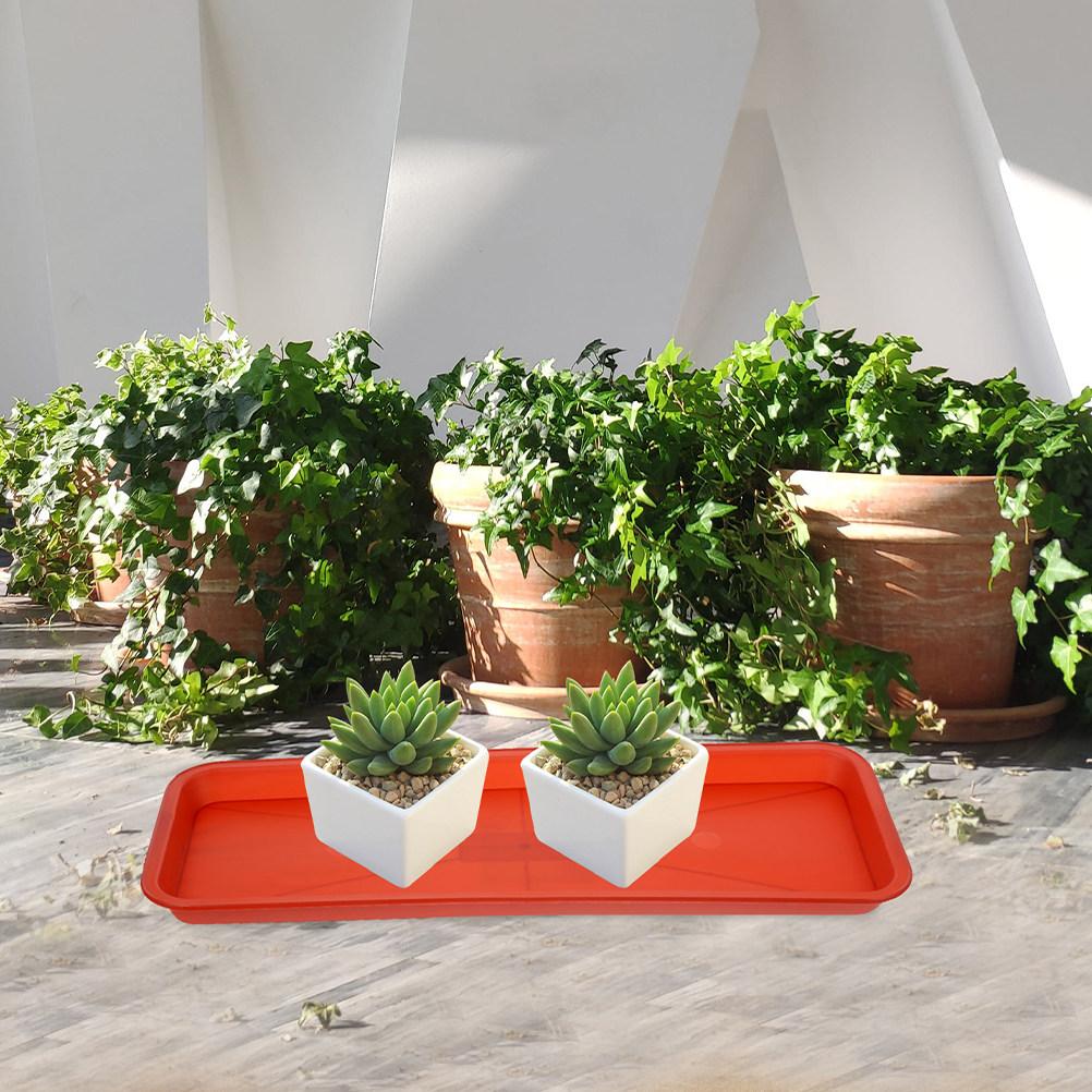 5Pcs Plastic Rectangular Plant Tray Base Light Brown Flowerpot Water Catcher Drip Saucer Planter Tray Indoor Outdoor Accessory