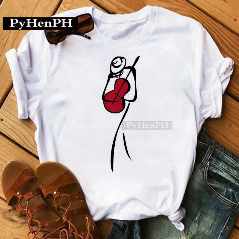 Women's Fashion Western Ballet Dancer Short Sleeve T-shirt Casual Elegant Summer Top Polyester Fabric Girl's Personality Sister