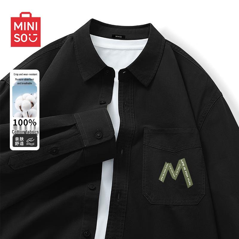 MINISO Men s Pure Cotton Long-Sleeve Shirt 3XL
