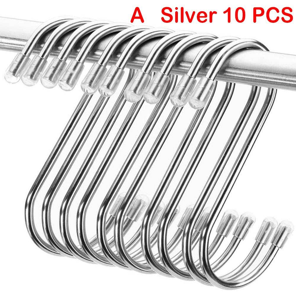 10/15/20/25/30pcs Home Kitchen Stainless Steel Holder Hanger S Shaped Hook Clasps Hooks Storage Rack