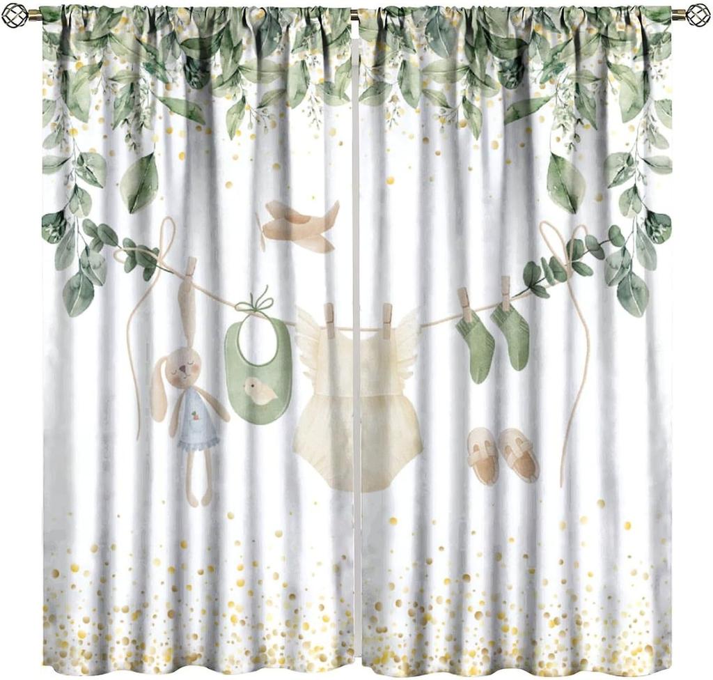 Kids Safari Animals Curtains Tropical Jungle Adventure African Lion Elephant Monkey Print Window Drapes Baby Curtain Polyester