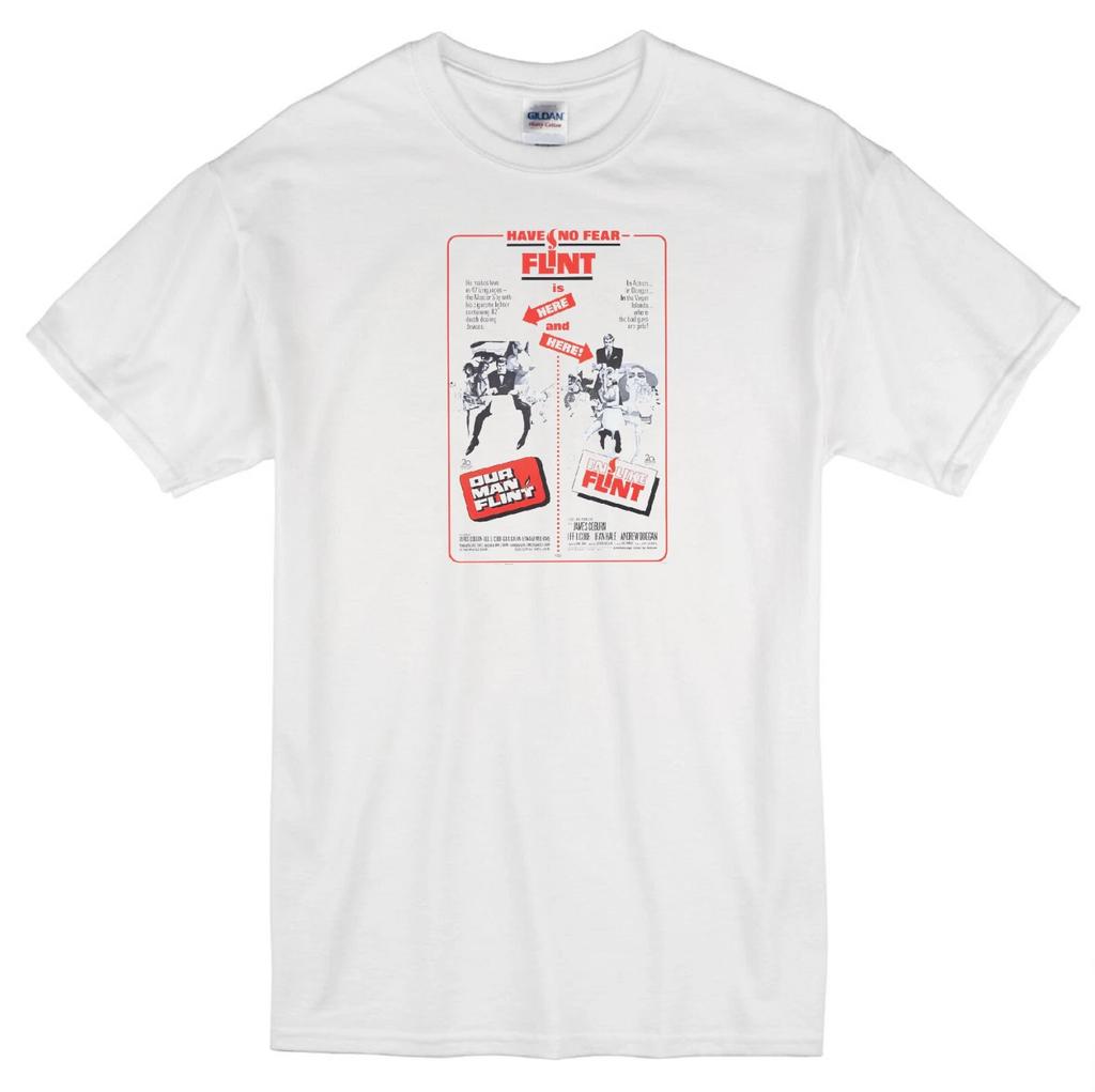 "OUR MAN FLINT, IN LIKE FLINT" JAMES COBURN SPY SECRET AGENT MOVIE WHITE T-shirt Tops Tees Unisex