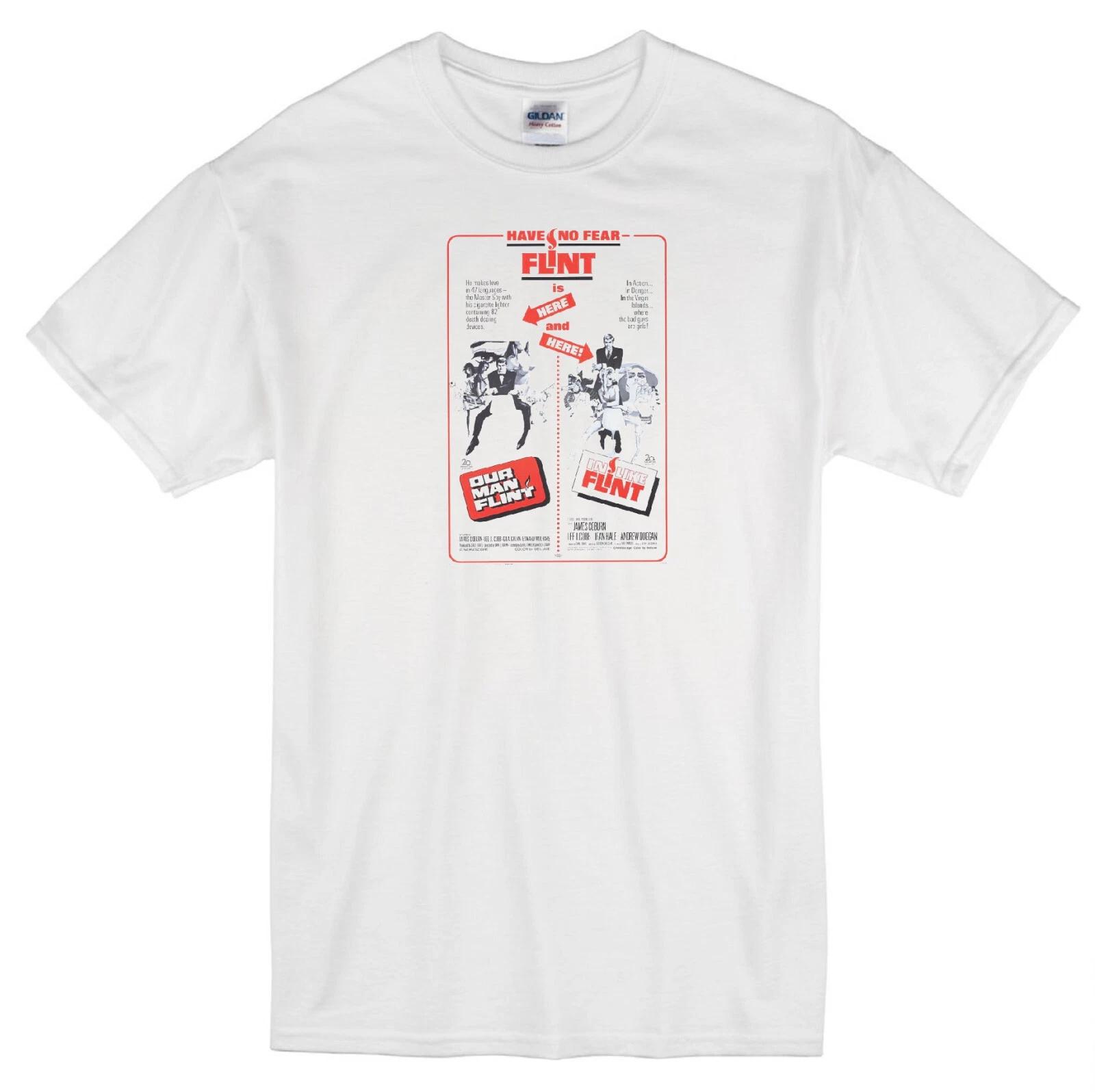 OUR MAN FLINT, IN LIKE FLINT JAMES COBURN SPY SECRET AGENT MOVIE WHITE T-shirt 3XL