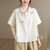 DIMANAF 2026 Women Plus Size New Summer Blouse Shirt Short Sleeve Print Floral Casual Loose Cotton Lady Tops Shirts