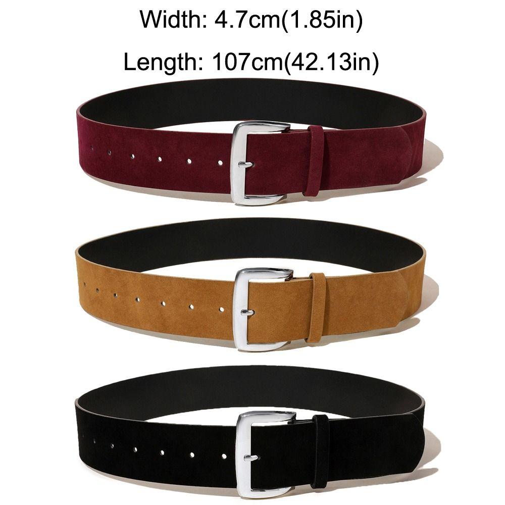 Maillard Style Suede Leather Wide Belt Luxury Design Trendy Business Waist Strap Versatile Casual Trouser Dress Belts For Women