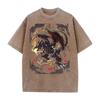 Anime T-shirt Red Eyes Black Dragon Short Sleeve Tee Shirt Vintage Summer Washed Pure Cotton Tops Men's Clothing