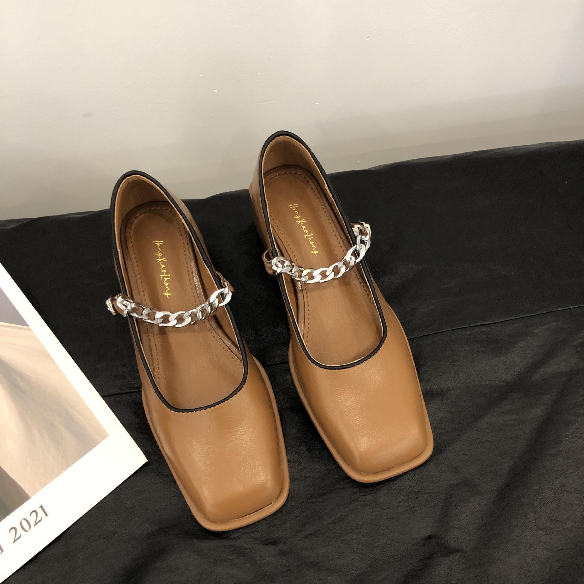 

Coarse heel French evening breeze retro square head Mary Jane single shoes women s shoes 2025 new black commuter work shoes 39