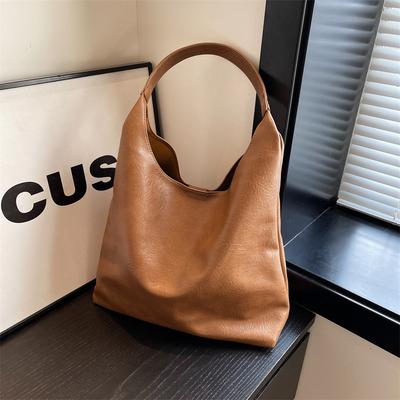 Einfache Retro-Achsel-Schultertasche mit großem Fassungsvermögen, lässige Tragetasche mit weicher Lederstruktur, modisch, vielseitig, tragbar, Mutter-Kind-Tasche