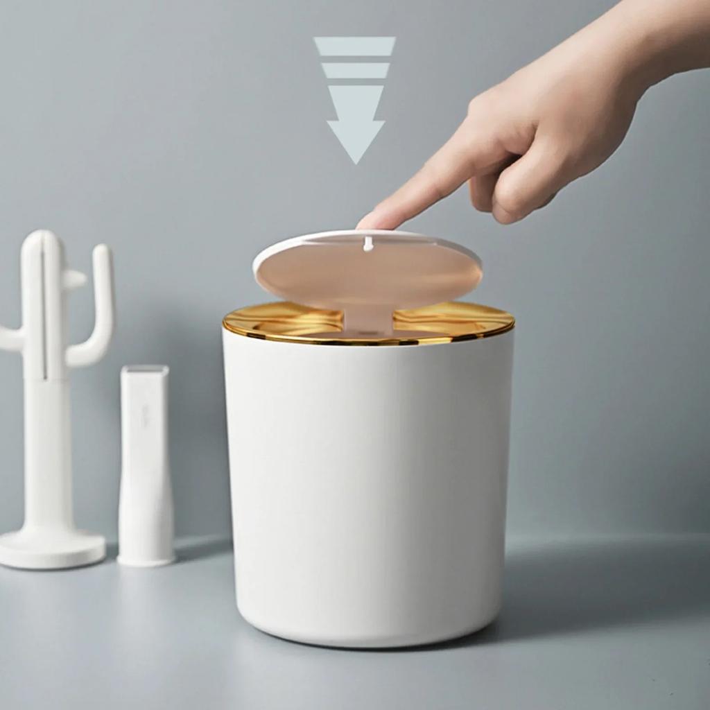 Kleiner runder Plastikmülleimer Abfallkorb Müllbehälter mit Schwingdeckel Mülleimer für Badezimmer Küchen Drop