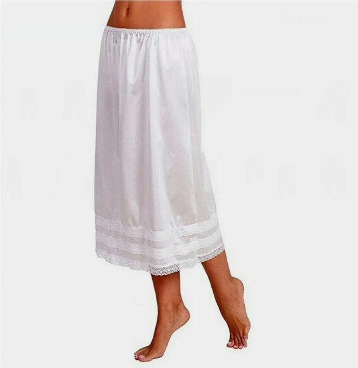 Fashion Womens Spring Summer Lace Underskirt Smooth Skirt Petticoat Under Dress Long Skirt Safety Skirt Oversize