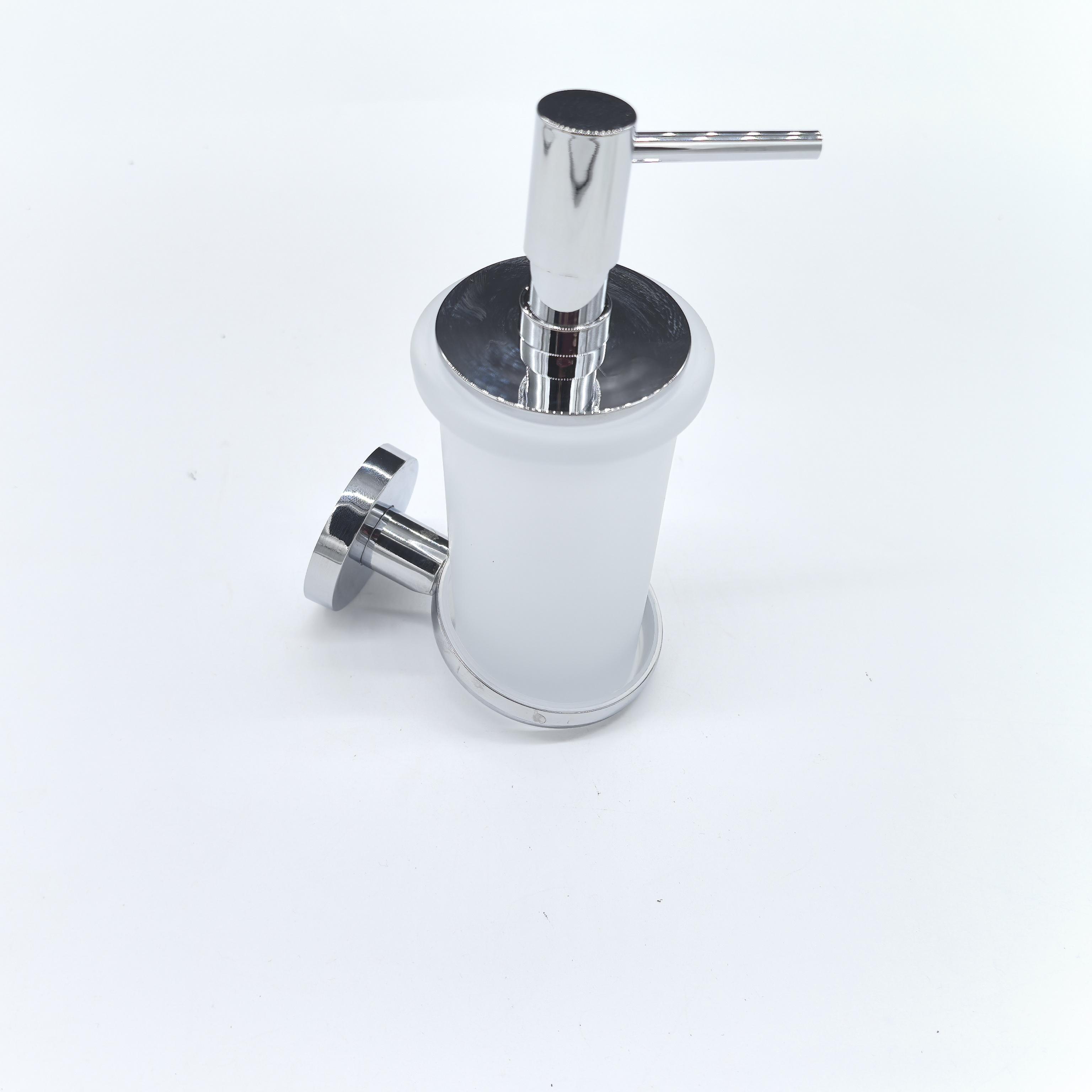 Chrome and Stainless Steel Wall-Mounted Foam Hand Soap Dispenser with Glass Holder for Bathroom Hotel or Toilet Use