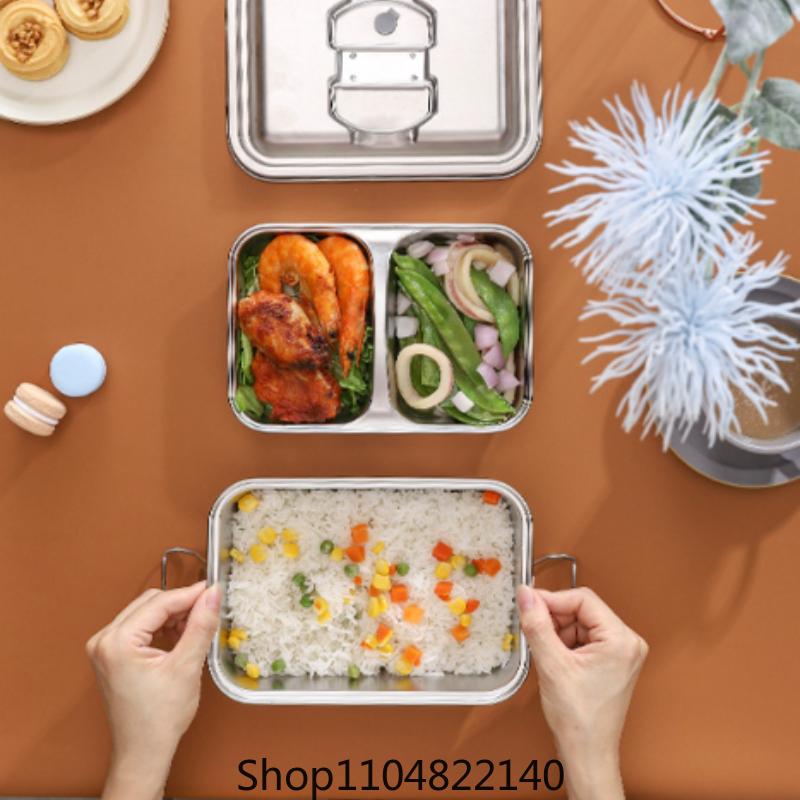 304 thick stainless steel double-layer sealed lunch box, office worker student lunch box, steamed rice compartment lunch box