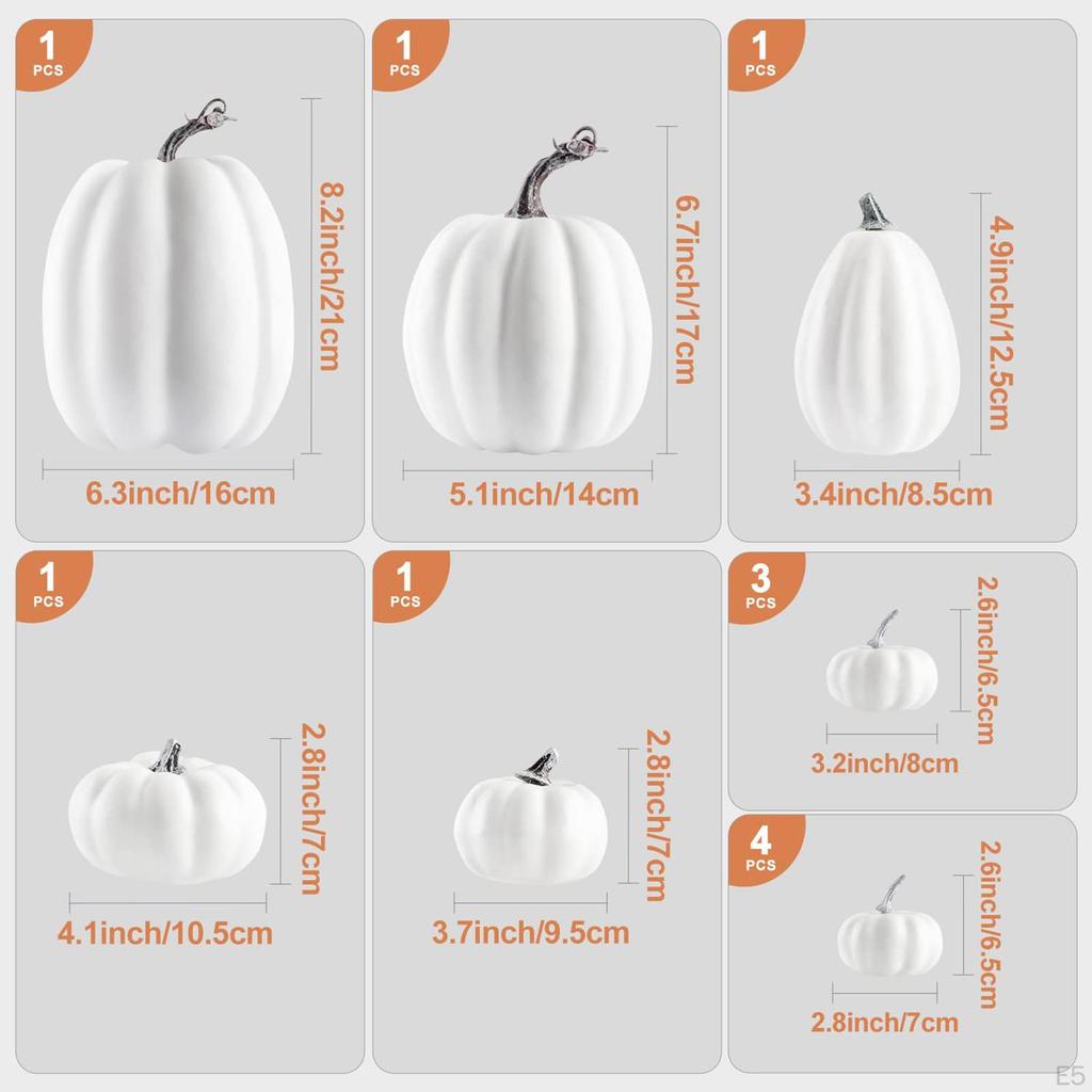 Artificial Pumpkin Assortment, Set of 12 Pieces for Fall And Halloween Decor