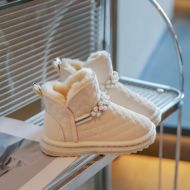 

Winter new velvet warm children and girls medium and older children s bread thickened cotton shoes baby 16cm inside size 26
