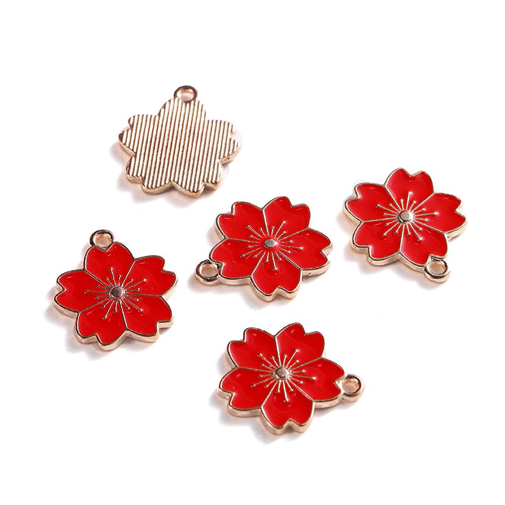 Cherry Blossom Drip Oil Alloy Pendant for DIY Jewelry: Earrings, Bracelets, Hair Accessories, and Phone Charms