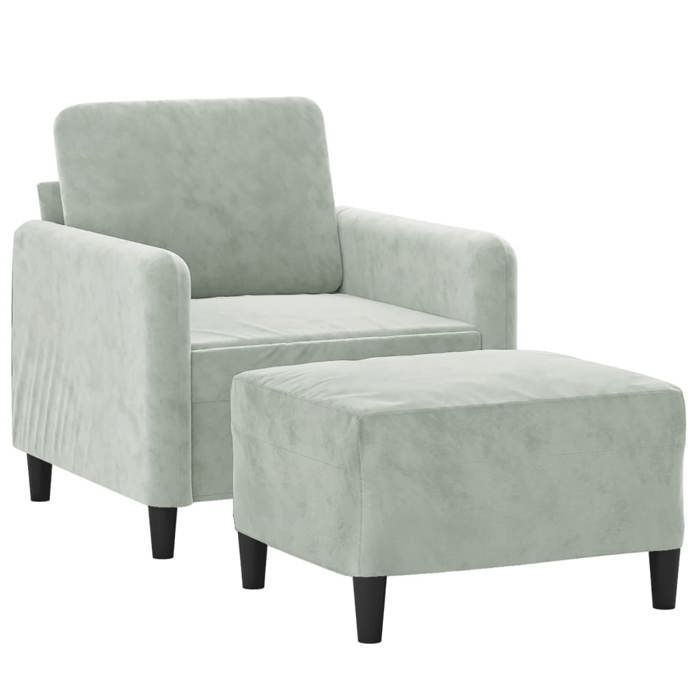 VidaXL Fauteuil avec repose-pied Gris clair 60 cm Velours, canapé, fauteuil, fauteuil TV, canapé simple, canapé, canapé 3201164