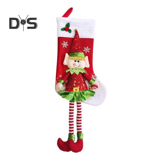 

Рождественские чулки 3D Милая кукла-эльф Рождественские чулки Украшения Длинноногий эльф Подвесной чулок для конфет Игрушки Подарки красный