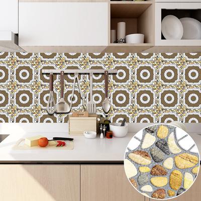 10pcs Leather Pattern Imitation Leather Wall Sticker Kitchen Backsplash Oil-proof Bathroom Waterproof Home Decor Wall Decals Peel Stick