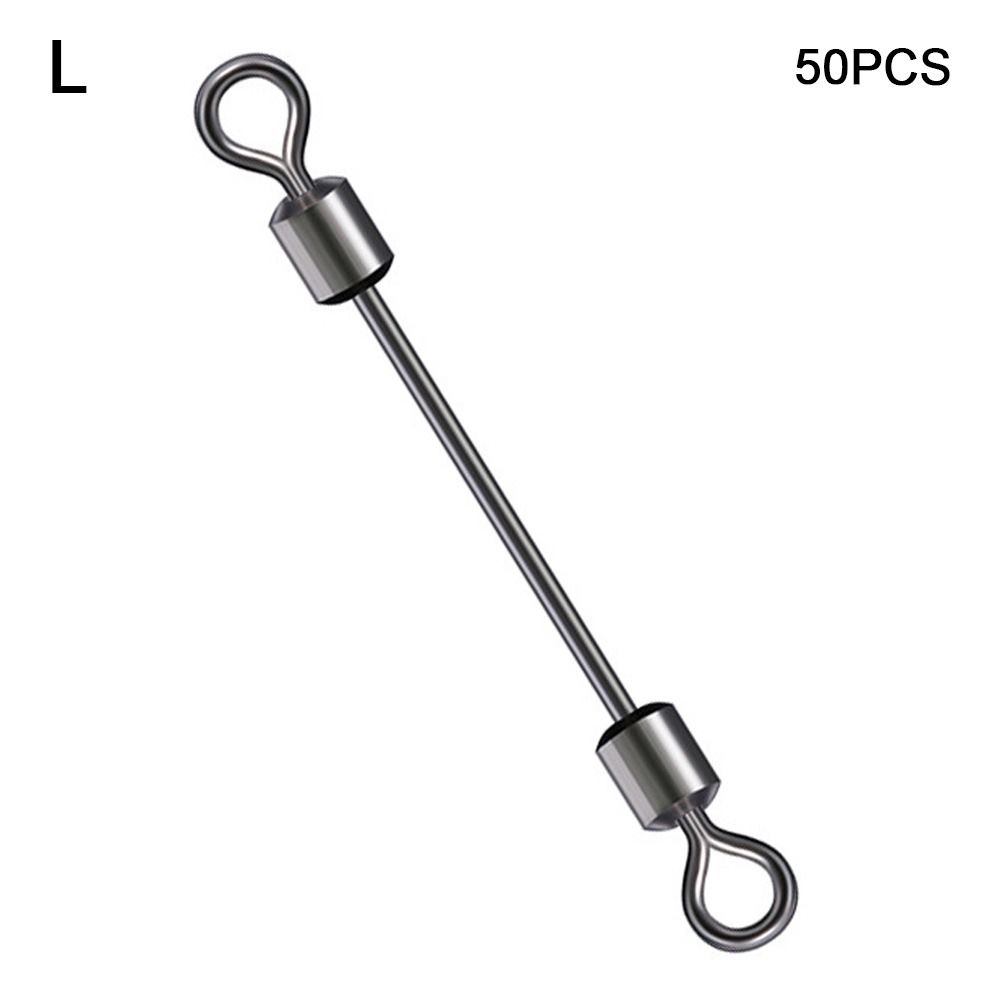 50pcs Solid Ring Fishing Swivel Connector Stainless Steel Double Rolling Durable Heavy Duty Ball