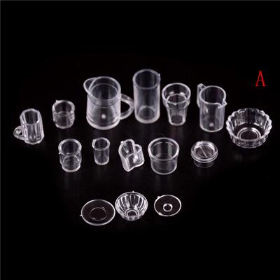 10–15 Teile/los Teller Tasse Teller Schüssel Geschirr Set Puppenhaus Miniatur Spielzeug Puppe Lebensmittel Küche Wohnzimmer Zubehör 1:Maßstab 12