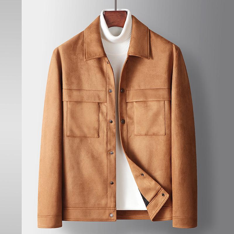 Spring, Autumn and Winter New Suede Middle-aged and Young People Loose Micro-wide Version Casual Tooling Jacket Tide