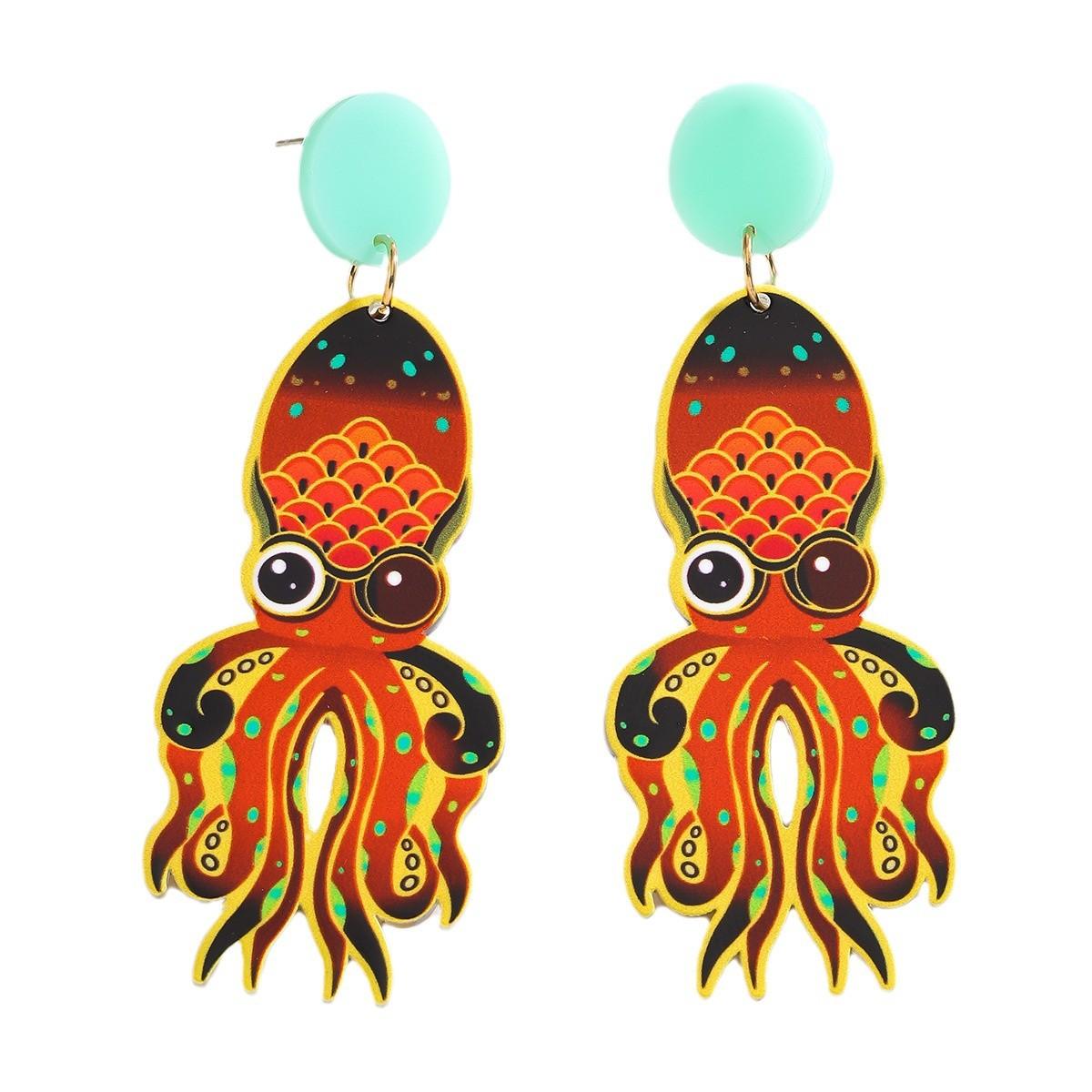 New cartoon octopus acrylic earrings personality trend cute octopus resin earrings Europe and America