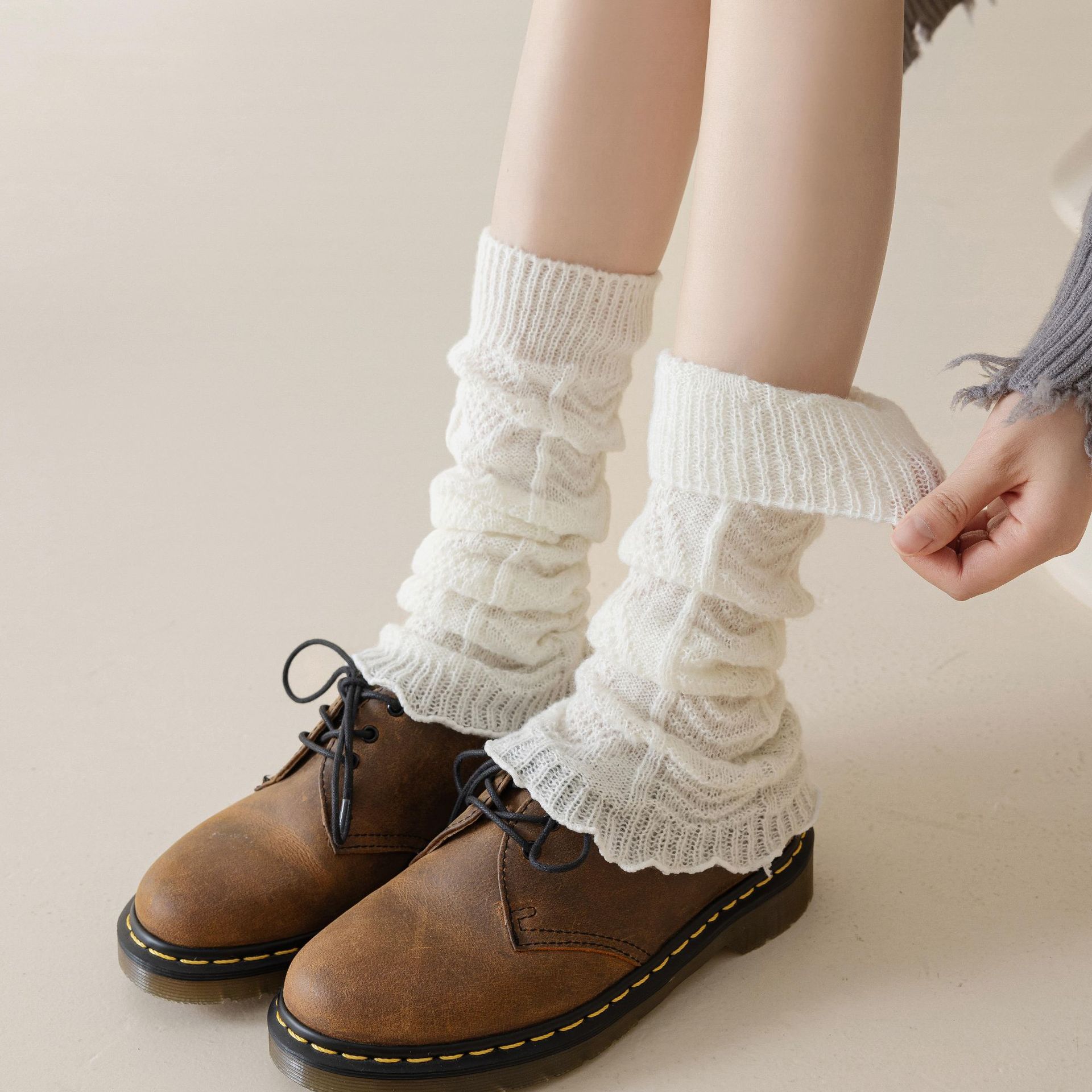 

Knitted sock covers, Melard stacked socks, autumn and winter snow boot leg warmers y2k Wool Knit Leg Warmers Subculture Average Size【39cm】