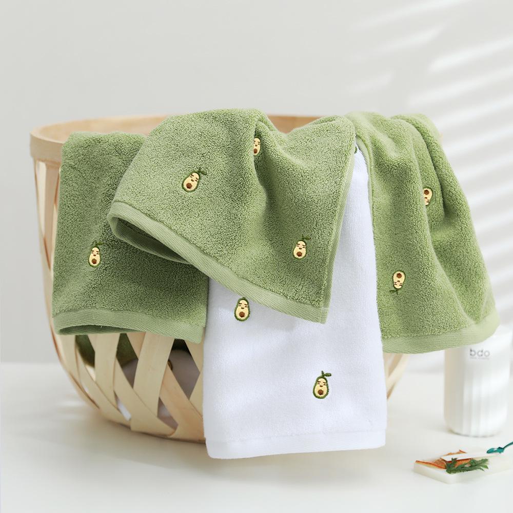 Avocado Embroidered 100% Cotton Face Towel - Soft & Absorbent, Customizable Logo