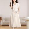 La Chapelle Elegant V-Neck A-Line Midi Dress
