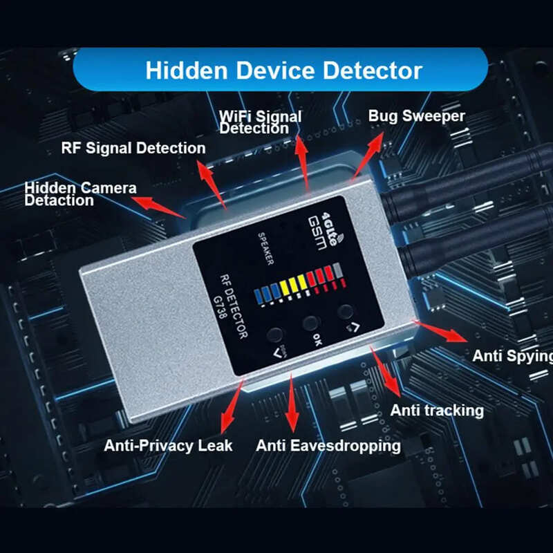 Drahtloser HF-Signaldetektor Bug GSM Audio GPS Tracker Mini Kamera Finder Kamera IR-Scan AI Standby Automatische Erkennung G638W