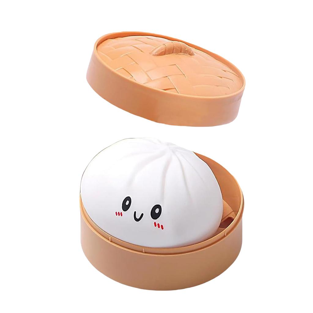 Colorful Dumpling Squishes Stress Balls Fidget Sensory Toys Simulation Food Squishies Bun with Steamer Squeeze Dough Ball Gifts