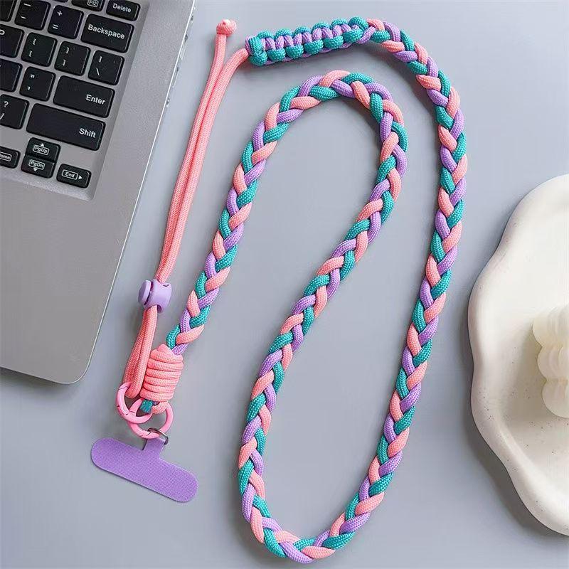 Colorful Braided Crossbody and Anti-Lost Adjustable Strap for Girls - Keychain and Mobile Phone Hanging Rope