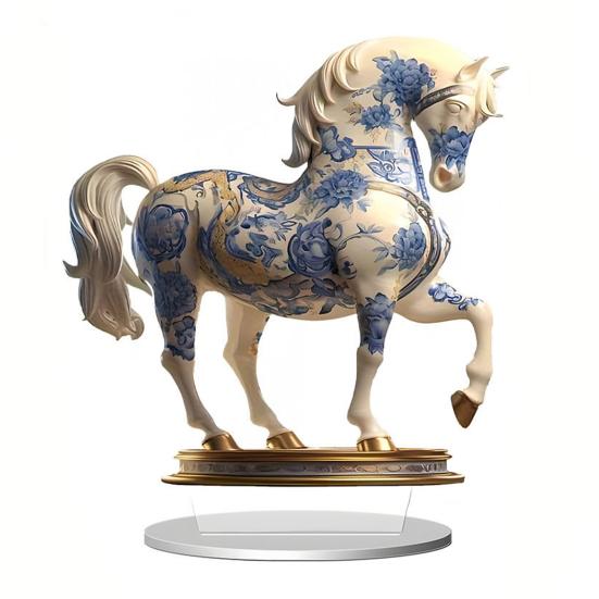 Acrylic Horse Sign Tabletop Decoration 2D Flat Desktop Ornament for Home Office Living Room Shelf Fireplace