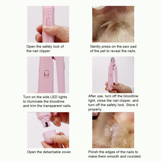Tiernagelschneider mit LED-Licht Wiederaufladbar 2-in-1 Nagelknipser Und