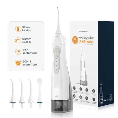 D52 Oral Irrigator USB Rechargeable Water Flosser Portable Dental Water Jet 300ML Water Tank Waterproof 4 Model Teeth Cleaner