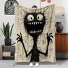 Cartoon Monster Print Flannel Throw Blanket - Hypoallergenic, Tear-Resistant, All-Season Multipurpose Polyester Bedding, 200-250g Knit Fabric, Digital