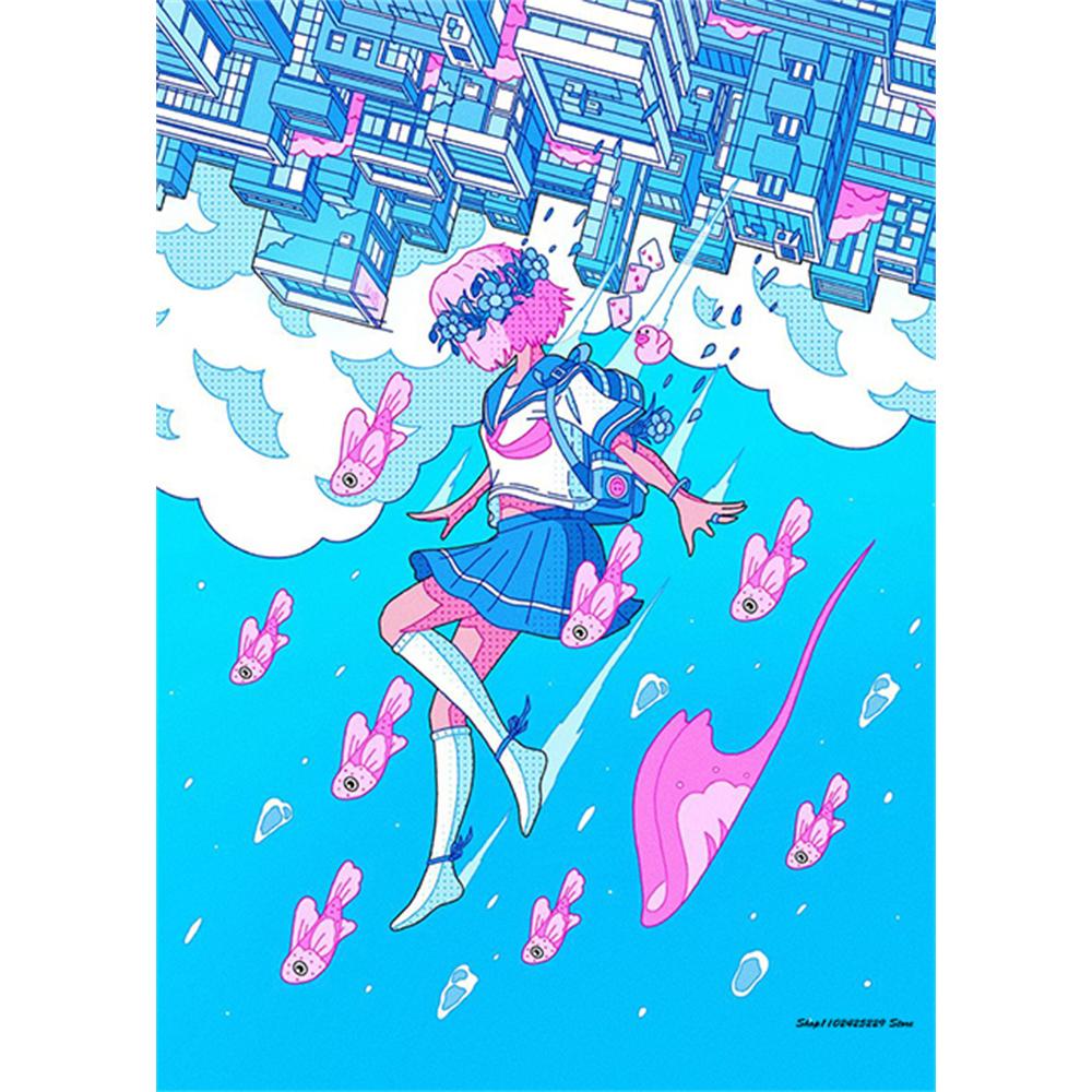 Diamond Painting Kit Modern Cartoon Girl 5D DIY Diamond Embroidery Cross Stitch Handmade Art Gift Crafts Home Decor Gift