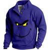 Men's Christmas Print Sweatshirt Casual Button Front Pullover for Festive Occasions