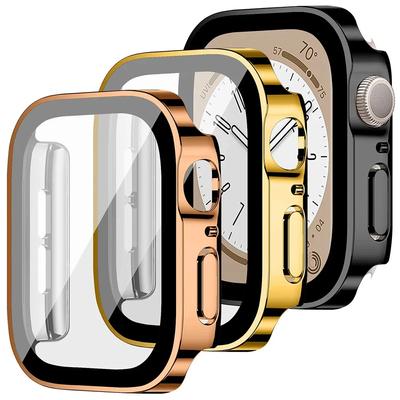 Glass+cover For Apple Watch Case Series 8 7 6 5 4 Se 44mm 45mm 41mm 40mm PC Waterproof  Screen Protector Apple Watch Accessories