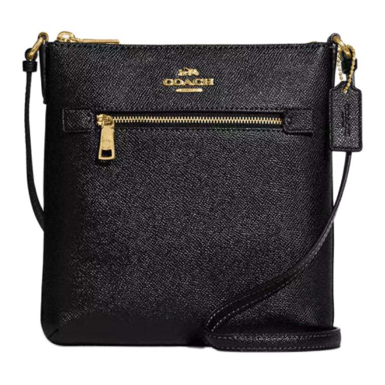 Coach Rowan 21 Adjustable Strap Zipper Closure Recycled Leather Shoulder Crossbody Bag Small Women Bags Black CV405-IMBLK Basic Set (Bag+Dust Bag)