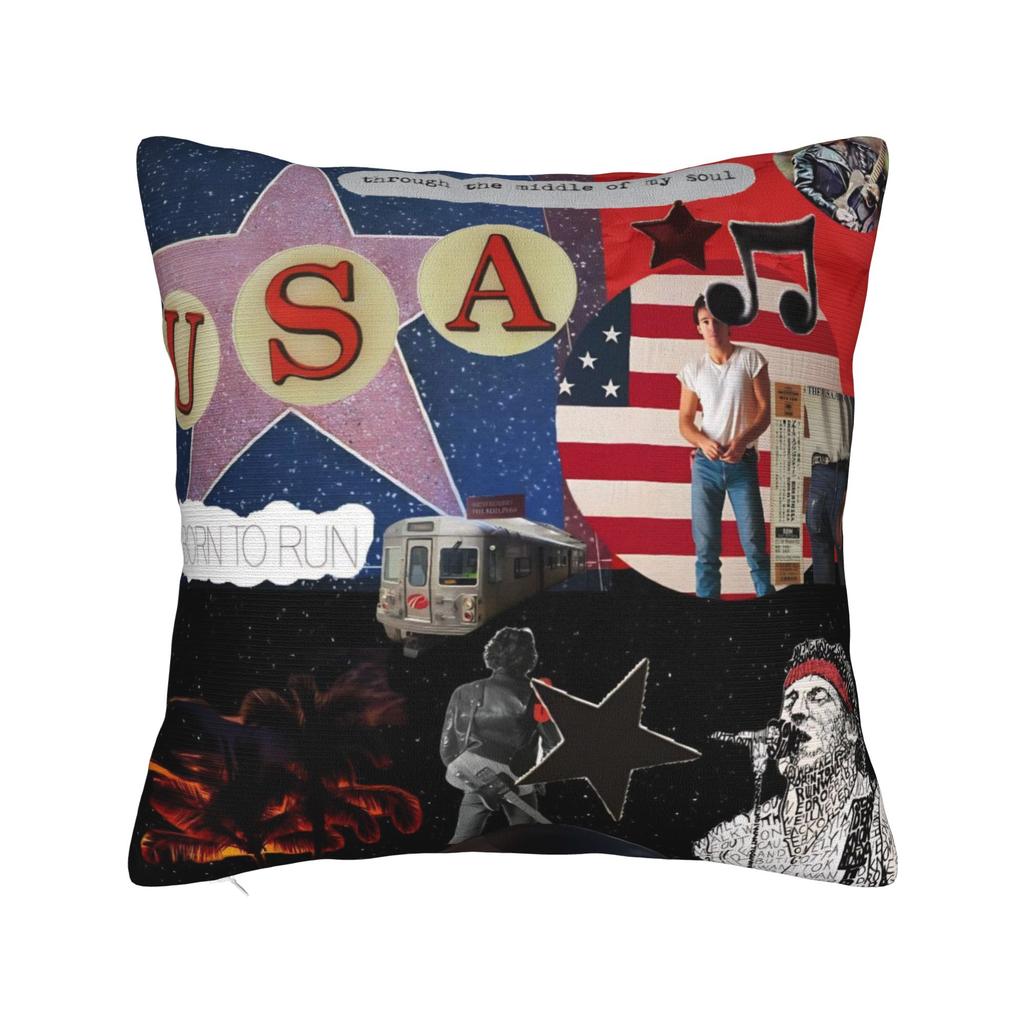 Bruce The E Street Band Springsteen Square Pillow Cases Rock USA 80s Cushion Cover Custom Decorative Pillowcase for Sofa 45x45cm