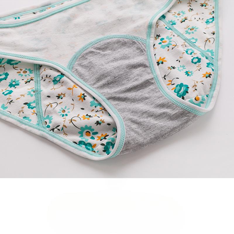Small Floral Mid Waist Briefs Menstrual Underwear Front and Back Leak Proof Plus Size Physiological Pants for Women Panties