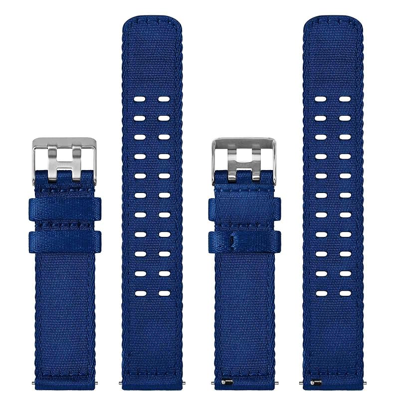 [WOCCI] watch belt nylon 22mm watch band Double hole 2-tier nylon strap Quick Release blue/silver buckle