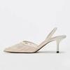 Fashion Elegant Mesh Embroidered Flowers Designer Heeled Sandals Women 2025 Summer Sexy Slingback Pointed Toe Thin High Heels Dress Shoe