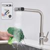 Gun Gray 304 Stainless Steel Pull-out Six-function Kitchen Sink Faucet and Cold Rotating Faucet 260701