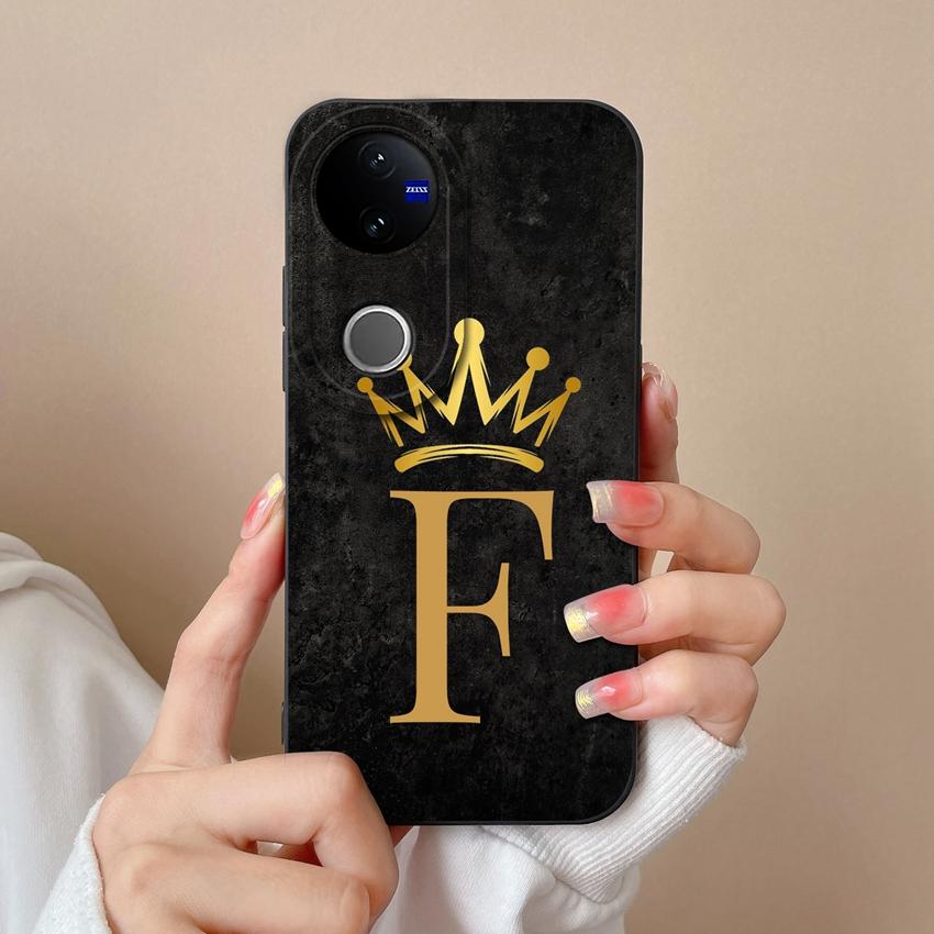 Case For Vivo V50 V40 V30 Lite V20 V21 V30e Fashion Crown Letters Phone Covers Screen Protector Liquid Silicone Dustproof Shell For Vivo Bumper Casing