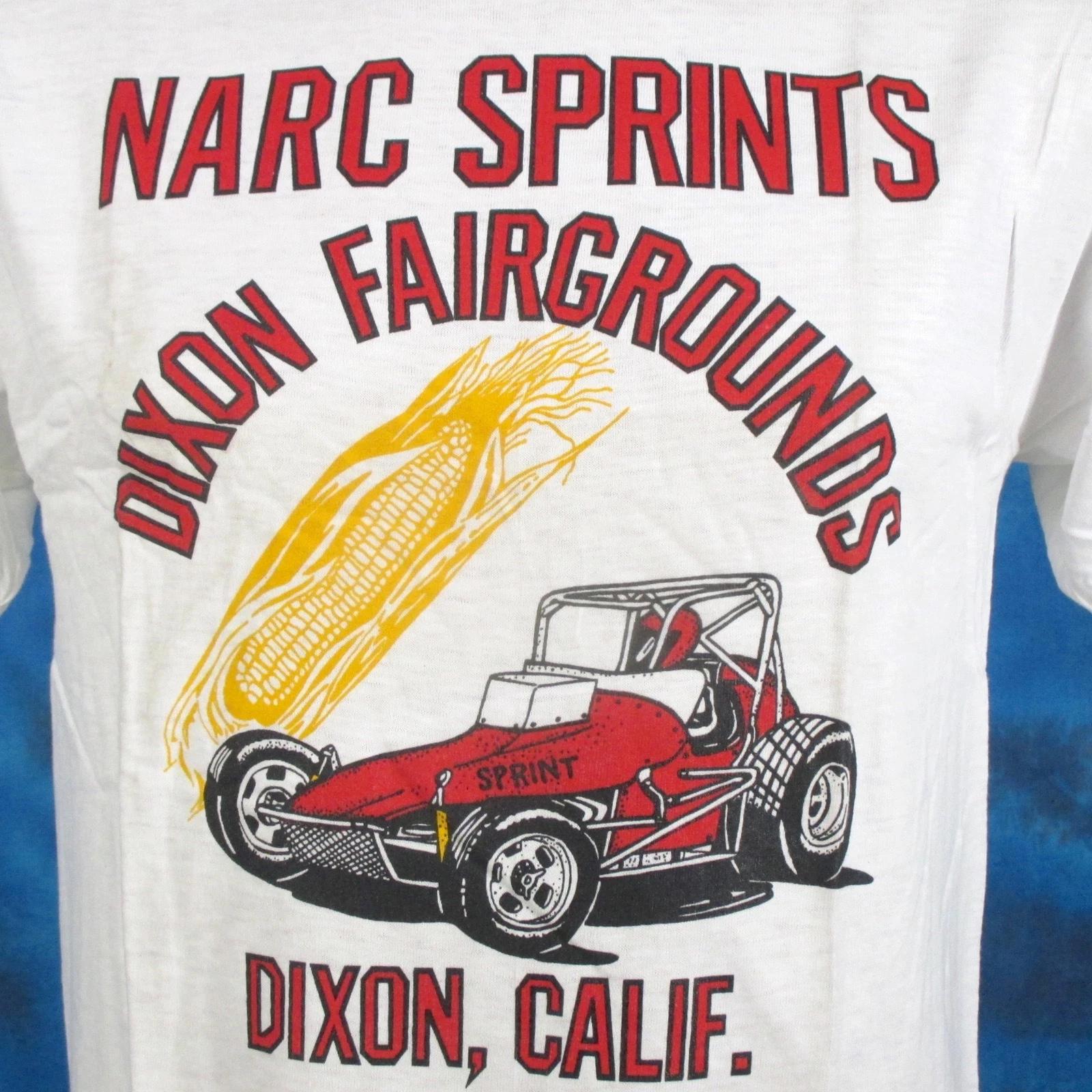 

винтажная футболка 80-х NARC SPRINT CAR RACING DIXON CALIFORNIA S одинарный шов L